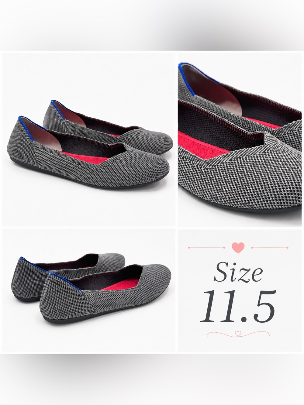 Rothy’s Gray Knit Ballet Flats Women’s Size 11.5